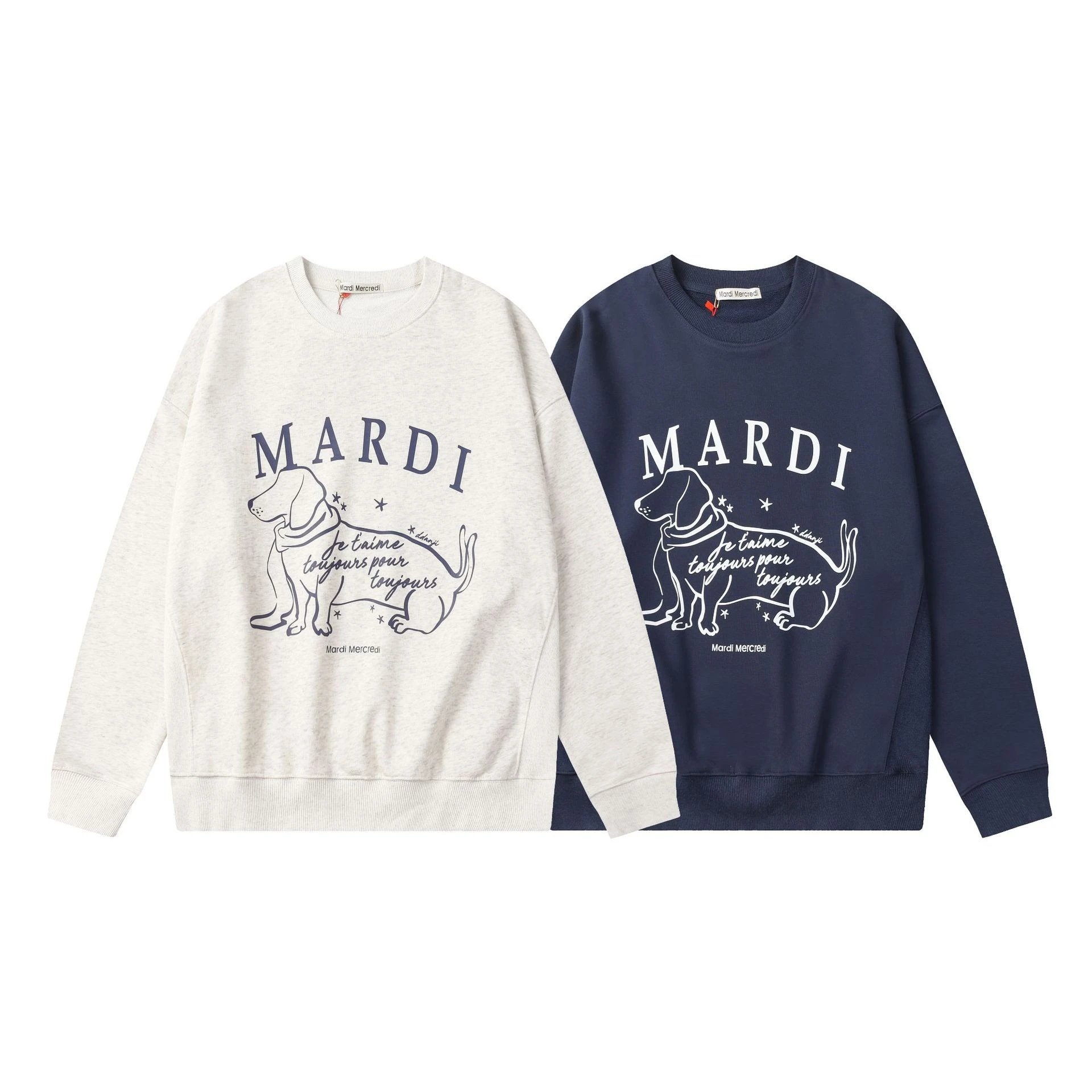 Mardi Mercredi Dog Print Navy Sweatshirt Hoodie - 5