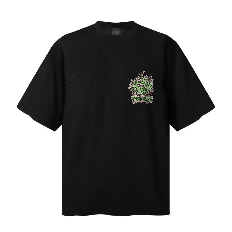 Design Graffiti Flame Print Oversized T-Shirt White - 3