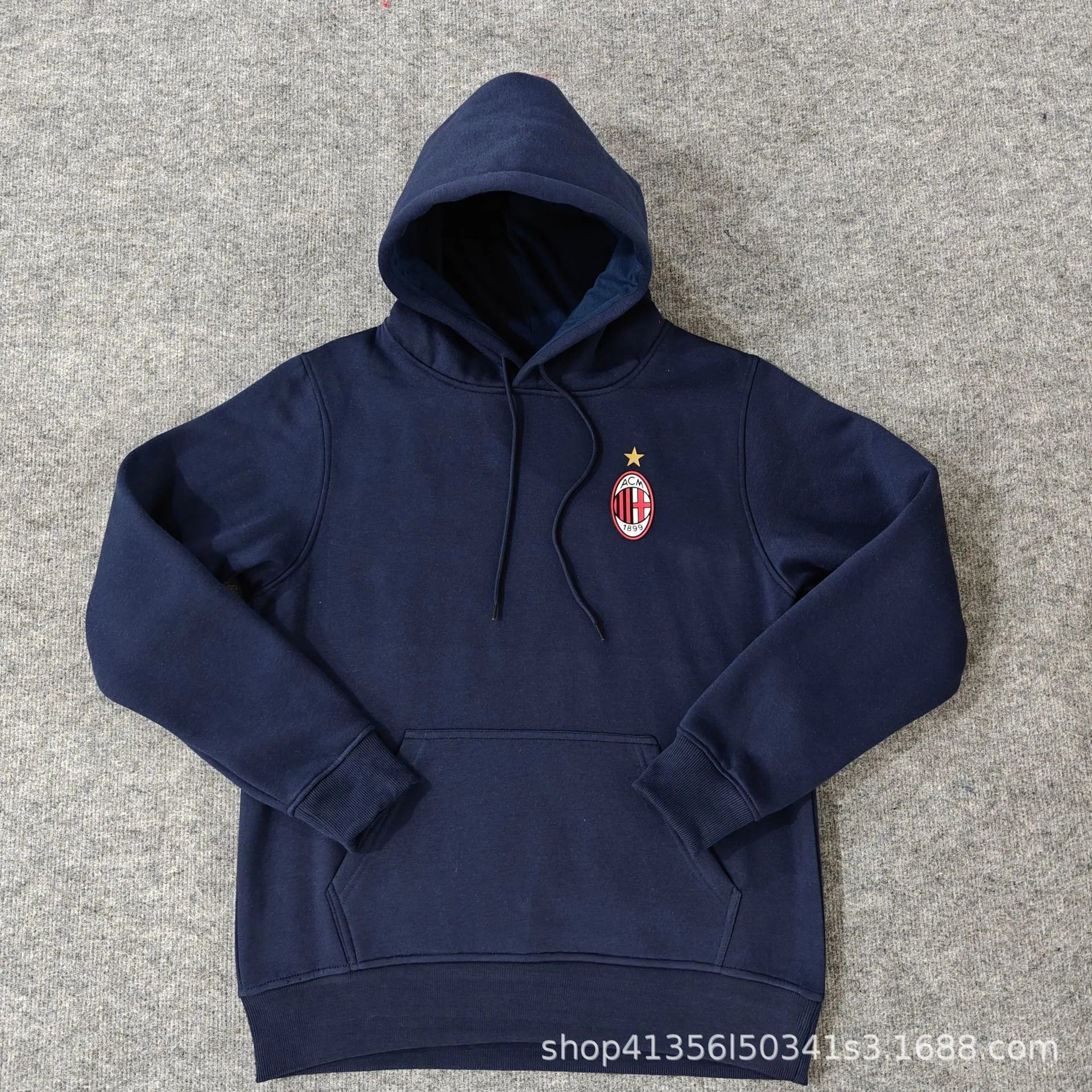 AC Milan Embroidered Hoodie Navy - 4