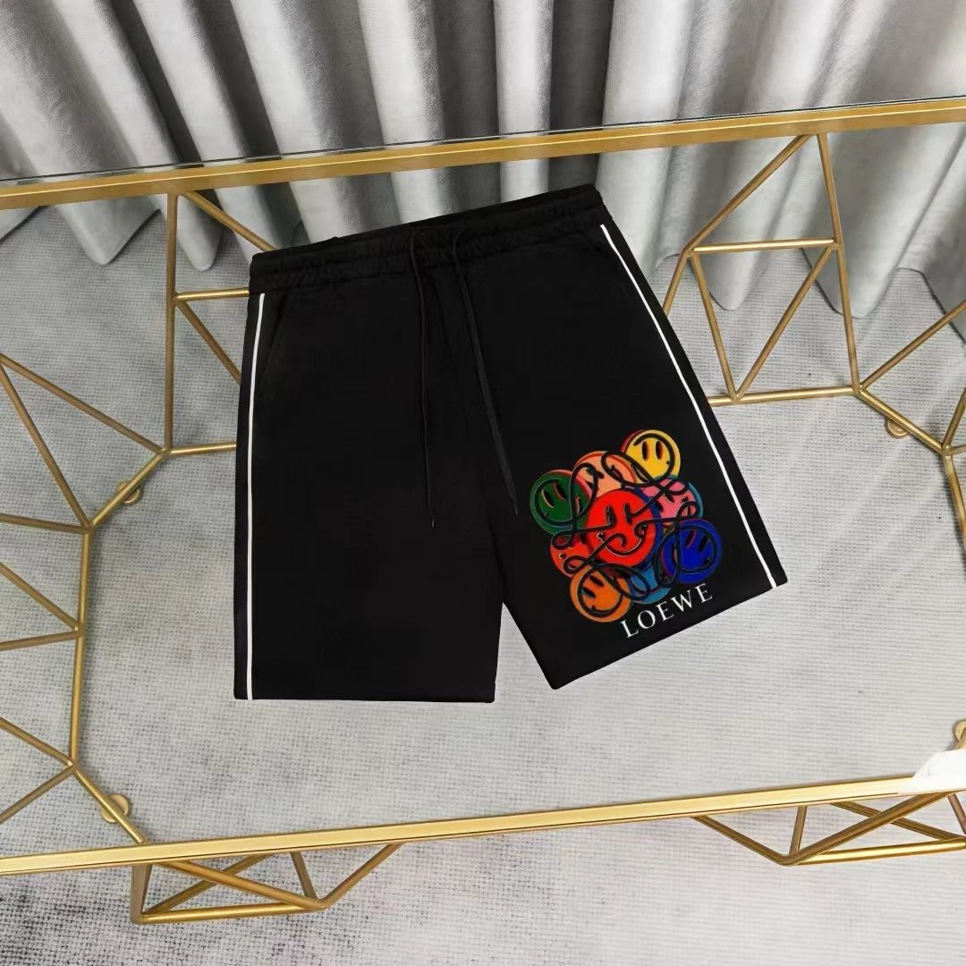 Loewe Logo Patch White Shorts with Black Stripe - 3