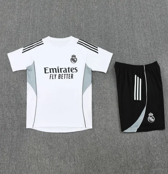 Real Madrid Training Kit White / Black Jersey and Shorts Set - 1