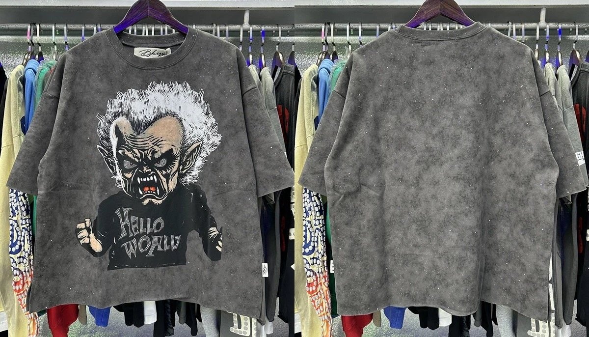 Design Bkys Punk Skull Graphic Oversized T-Shirt Black T-Shirts - 4