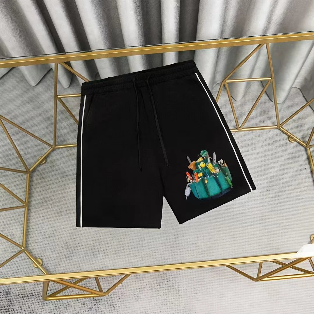 Loewe Logo Patch White Shorts with Black Stripe - 24