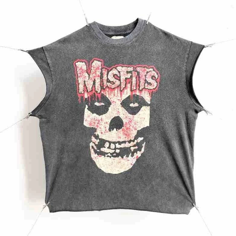 Design Sleeveless Graphic Tee Dark Gray T-Shirt - 43