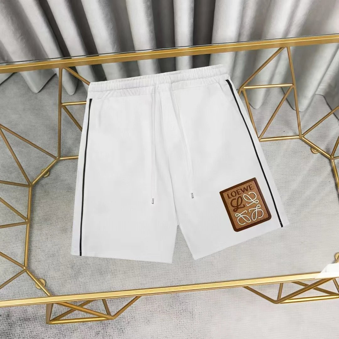 Loewe Logo Patch White Shorts with Black Stripe - 6