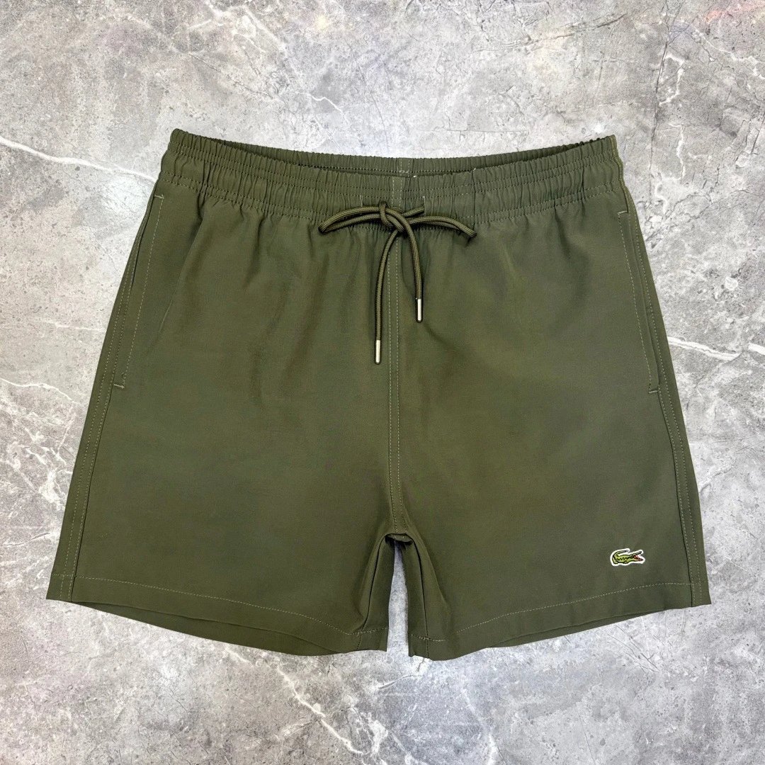 Lacoste All-Over Crocodile Print Drawstring Waist Shorts White - 7