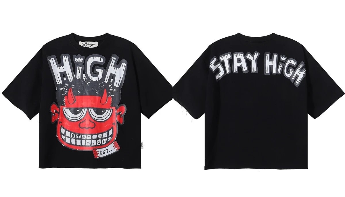 Design Bkys Punk Skull Graphic Oversized T-Shirt Black T-Shirts - 27