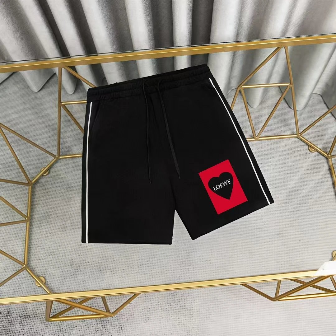 Loewe Logo Patch White Shorts with Black Stripe - 20