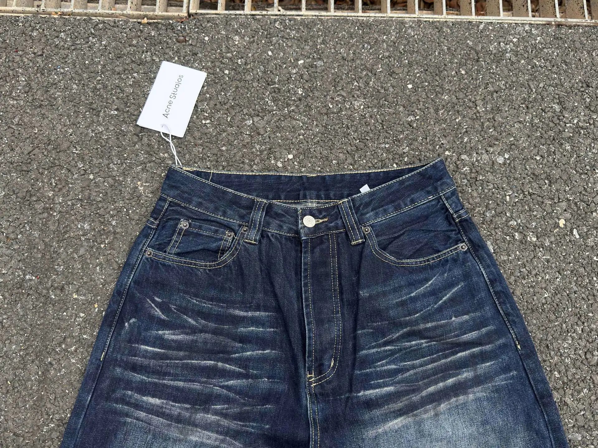 Acne Studios Wide-Leg Distressed Denim Jeans Blue - 31