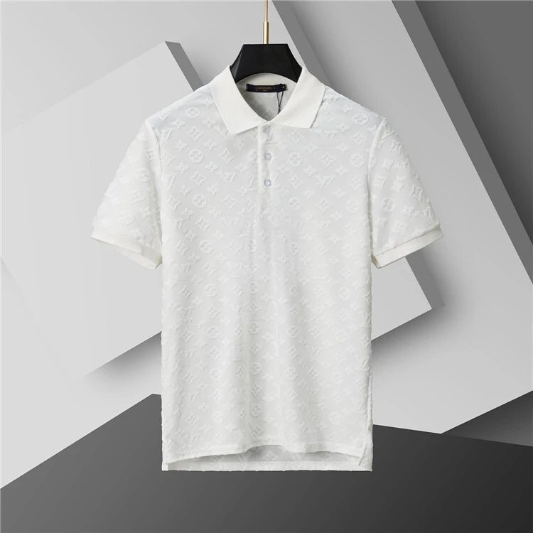 Unbranded Short-sleeve polo shirts with assorted logo and stripe designs — 449 white