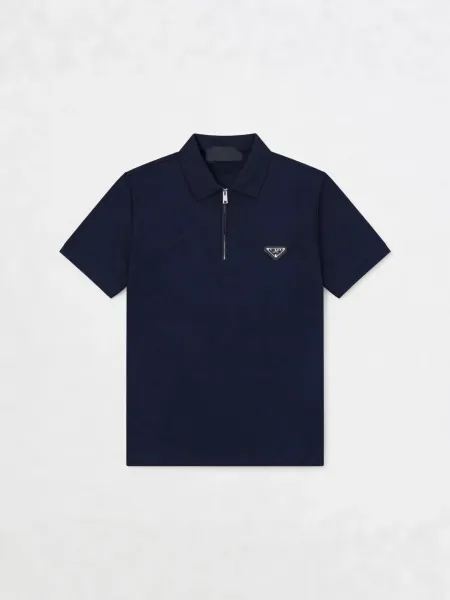 Prada Re-Nylon Zip Polo Army Green Polo Polo Shirt - 12