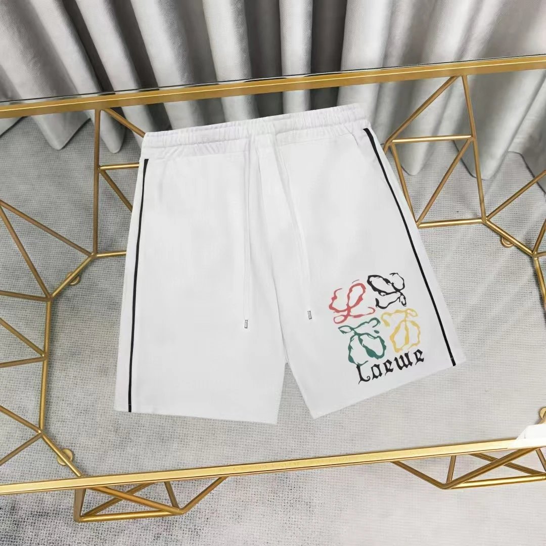 Loewe Logo Patch White Shorts with Black Stripe - 9