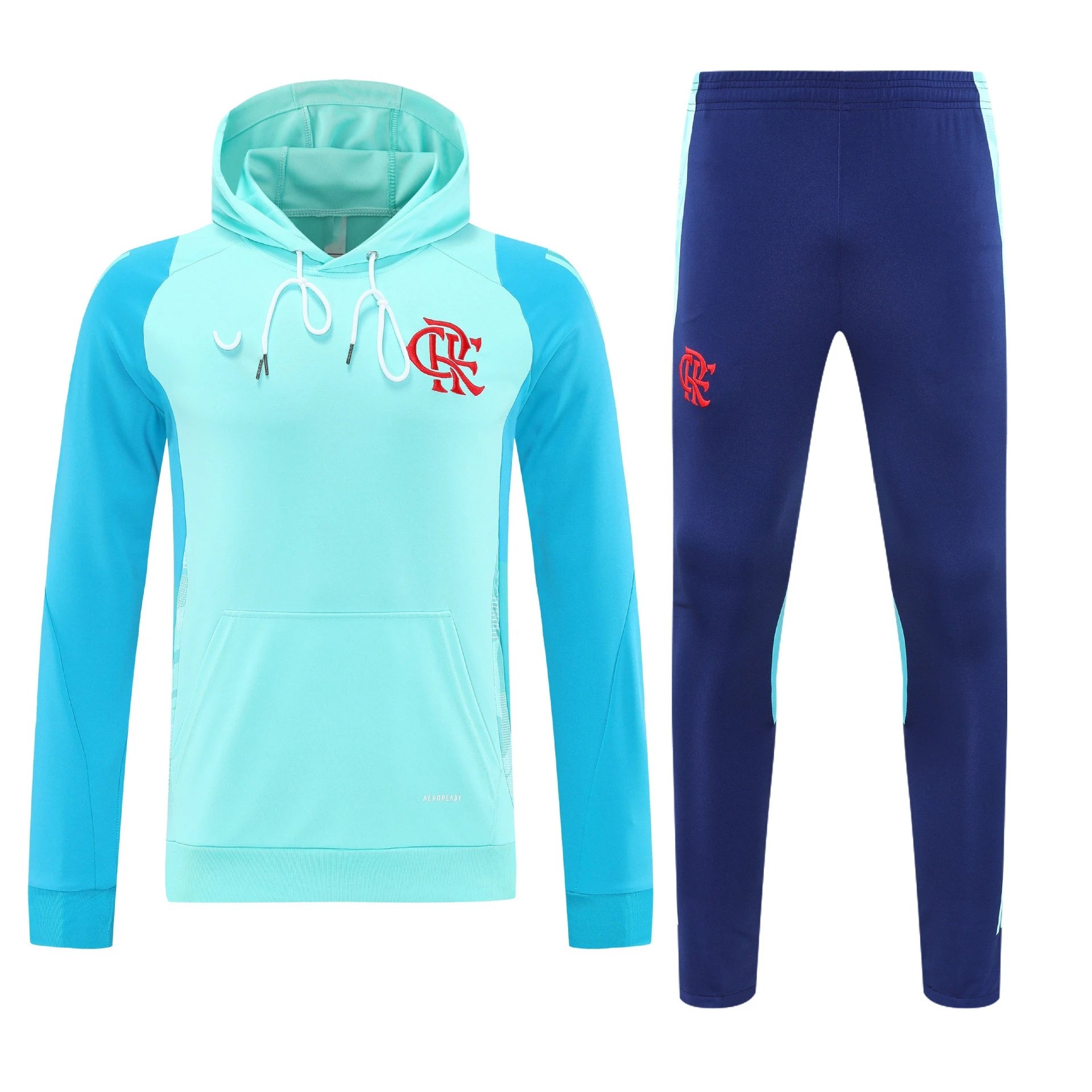 Flamengo Training Hoodie and Sweatpants Set Turquoise Navy Tracksuit - 9