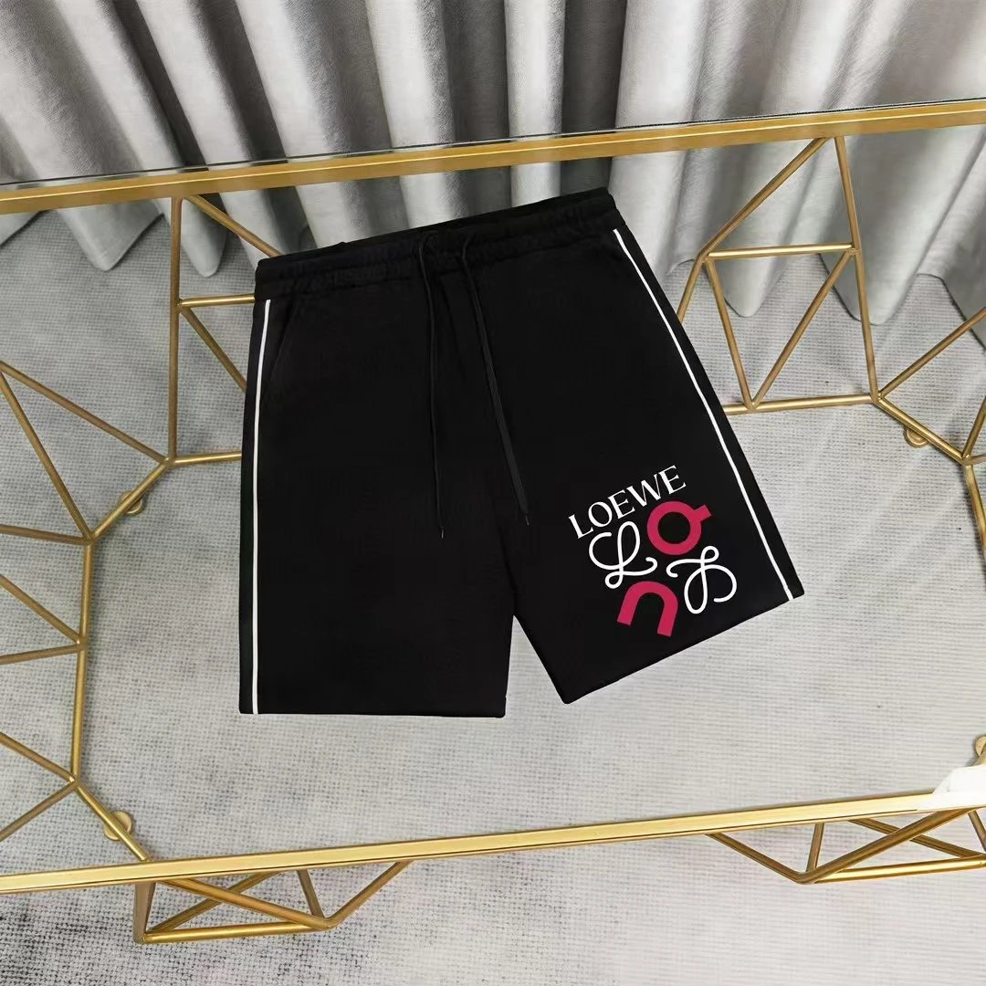 Loewe Logo Patch White Shorts with Black Stripe - 11