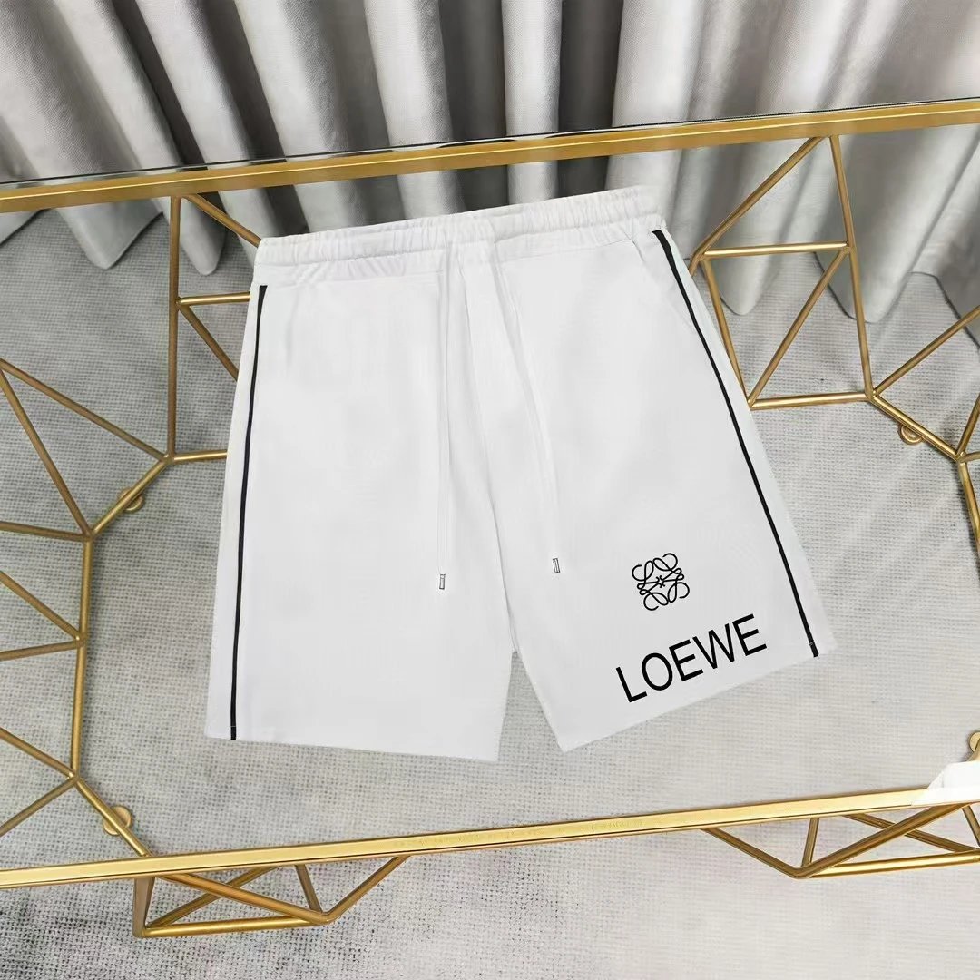 Loewe Logo Patch White Shorts with Black Stripe - 30