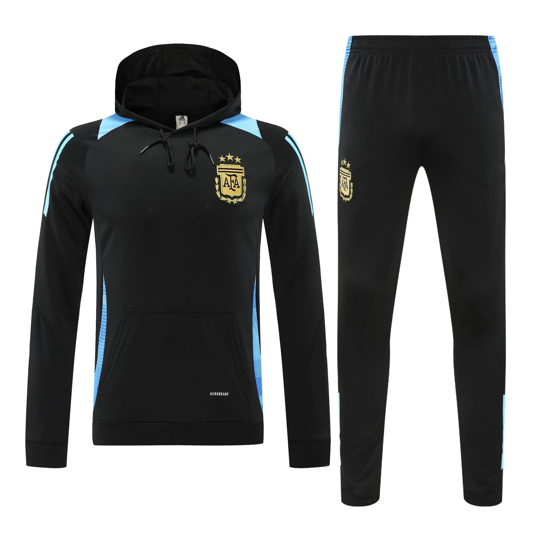 AFA Argentina National Team Training Hoodie and Sweatpants Set Light Blue / Navy Tracksuit - 4