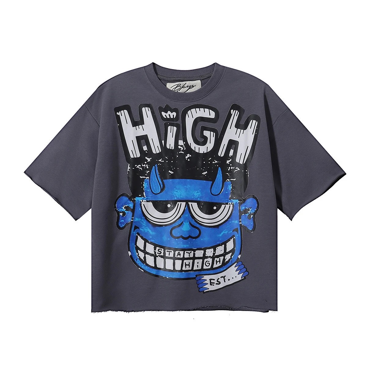 Design Bkyo Stay High Graphic Oversized T-Shirt Charcoal T-Shirts - 11