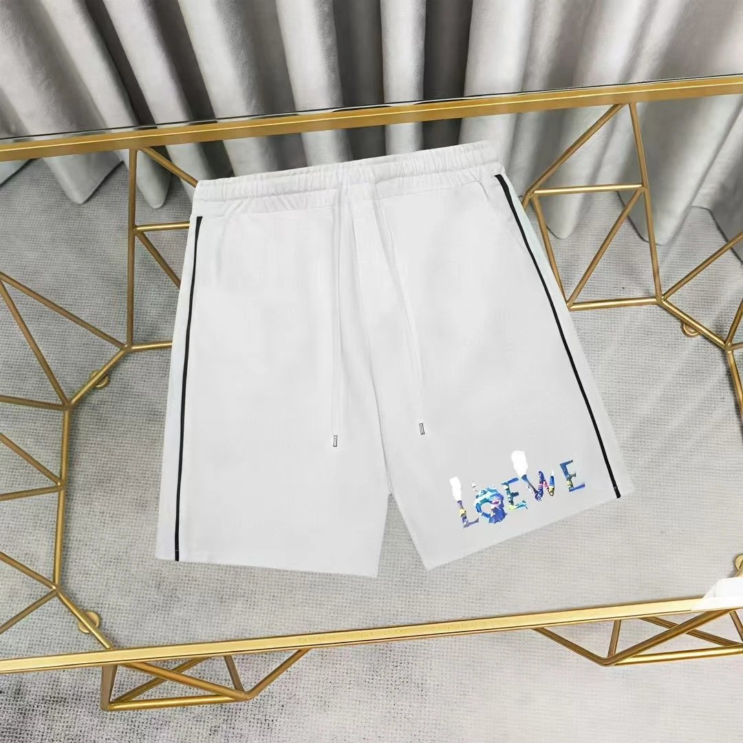 Loewe Logo Patch White Shorts with Black Stripe - 23