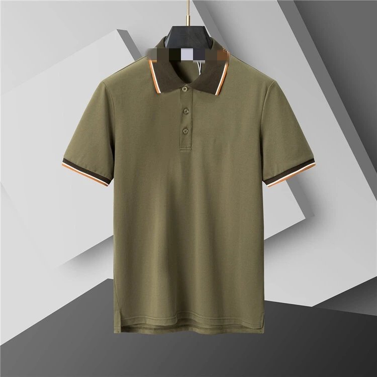 Unbranded Short-sleeve polo shirts with assorted logo and stripe designs — 434 army green