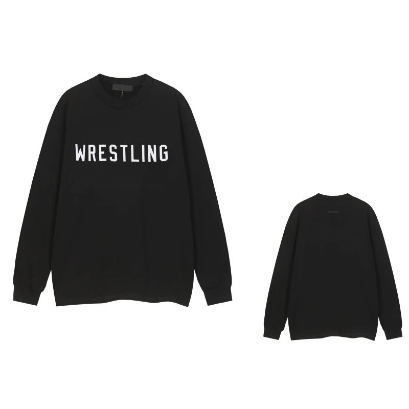 Design Wrestling Graphic Sweatshirt Black Sweater - 7