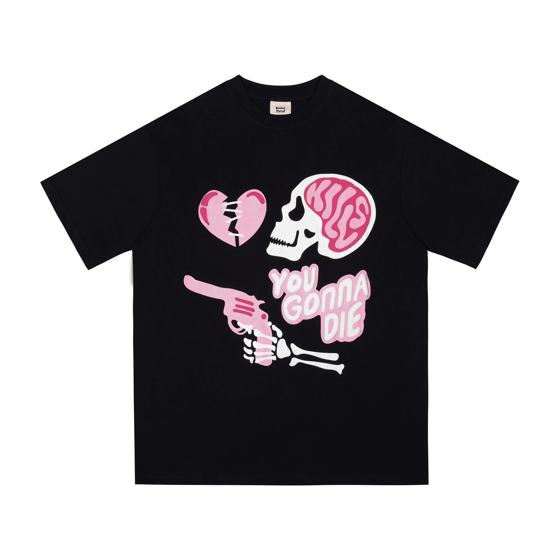 Broken Planet Skull Crossbones Graphic T-Shirt Black - 32