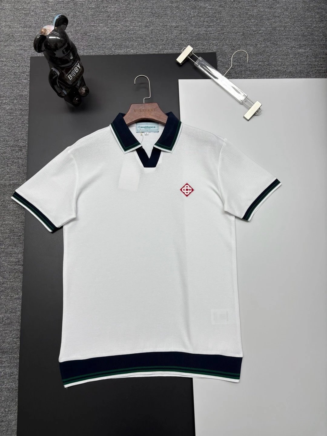 Casablanca Tennis Polo Navy with White and Green Trim Polo Shirt - 11