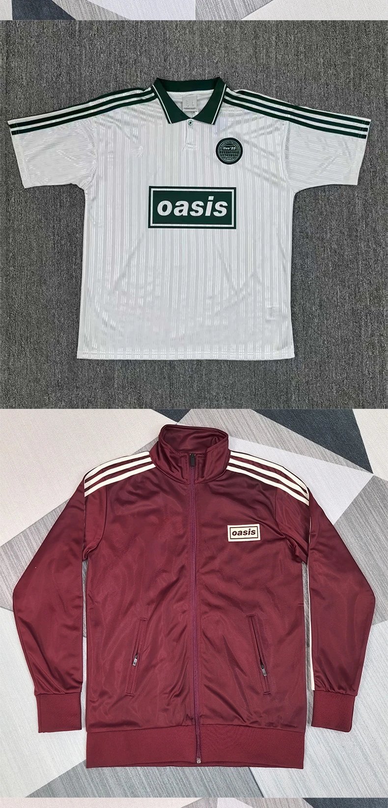 Design Oasis Tracksuit Jacket Burgundy with White Stripes Outerwear - 6