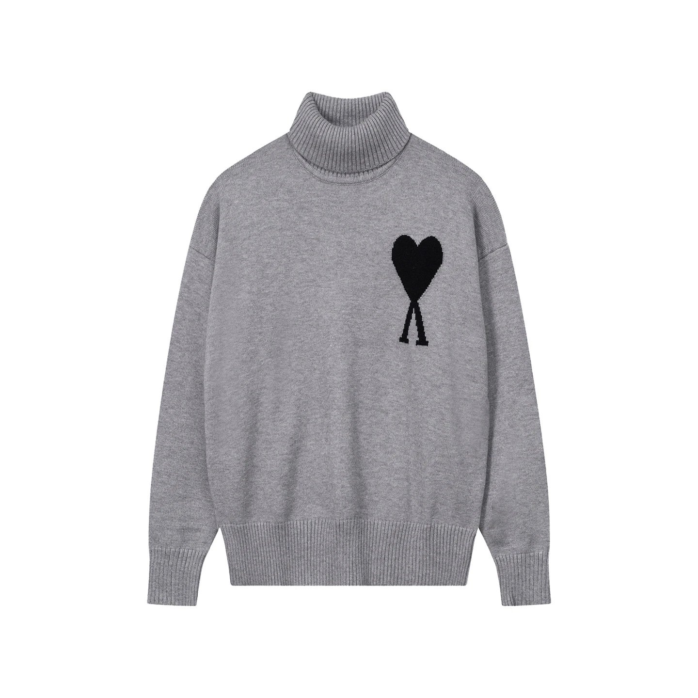 Ami Paris Heart Logo Turtleneck Sweater Forest Green - 22