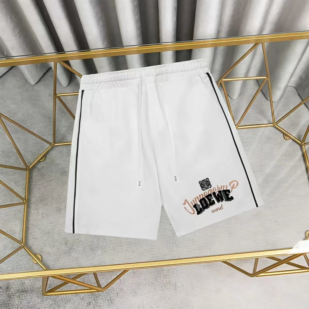 Loewe Logo Patch White Shorts with Black Stripe - 16