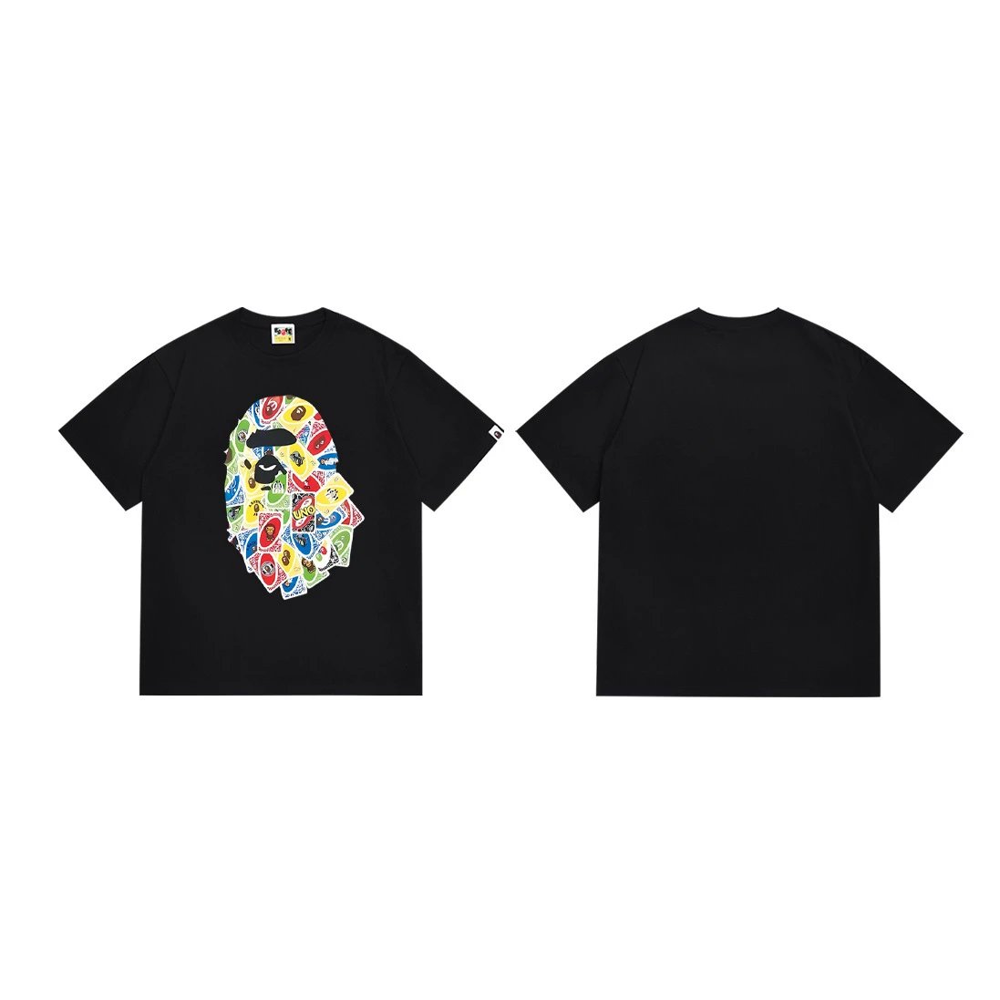 A Bathing Ape Paint Splatter Ape Head Black T-Shirt - 27