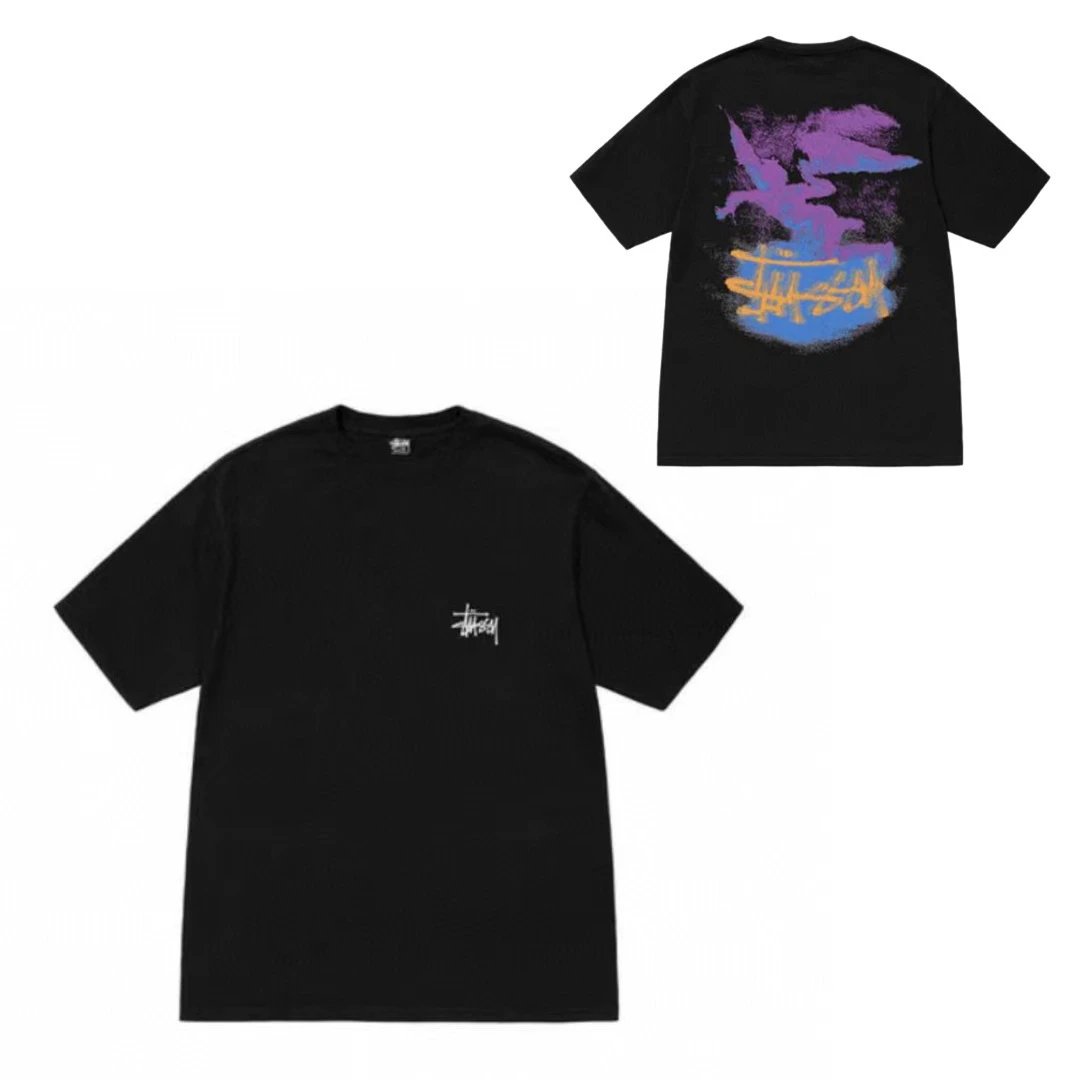 Stüssy T-Shirts Short-Sleeve Graphic Logo Print — 883 black