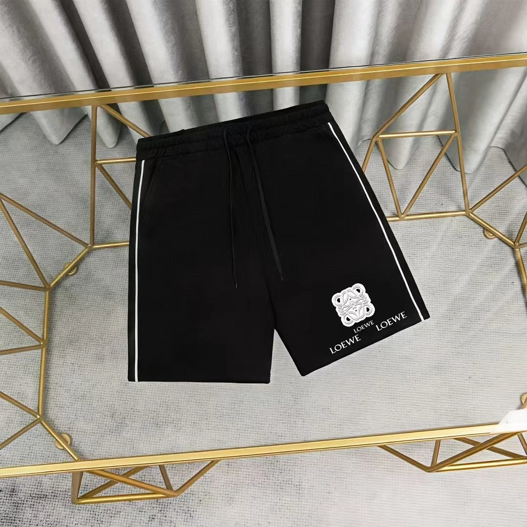 Loewe Logo Patch White Shorts with Black Stripe - 37