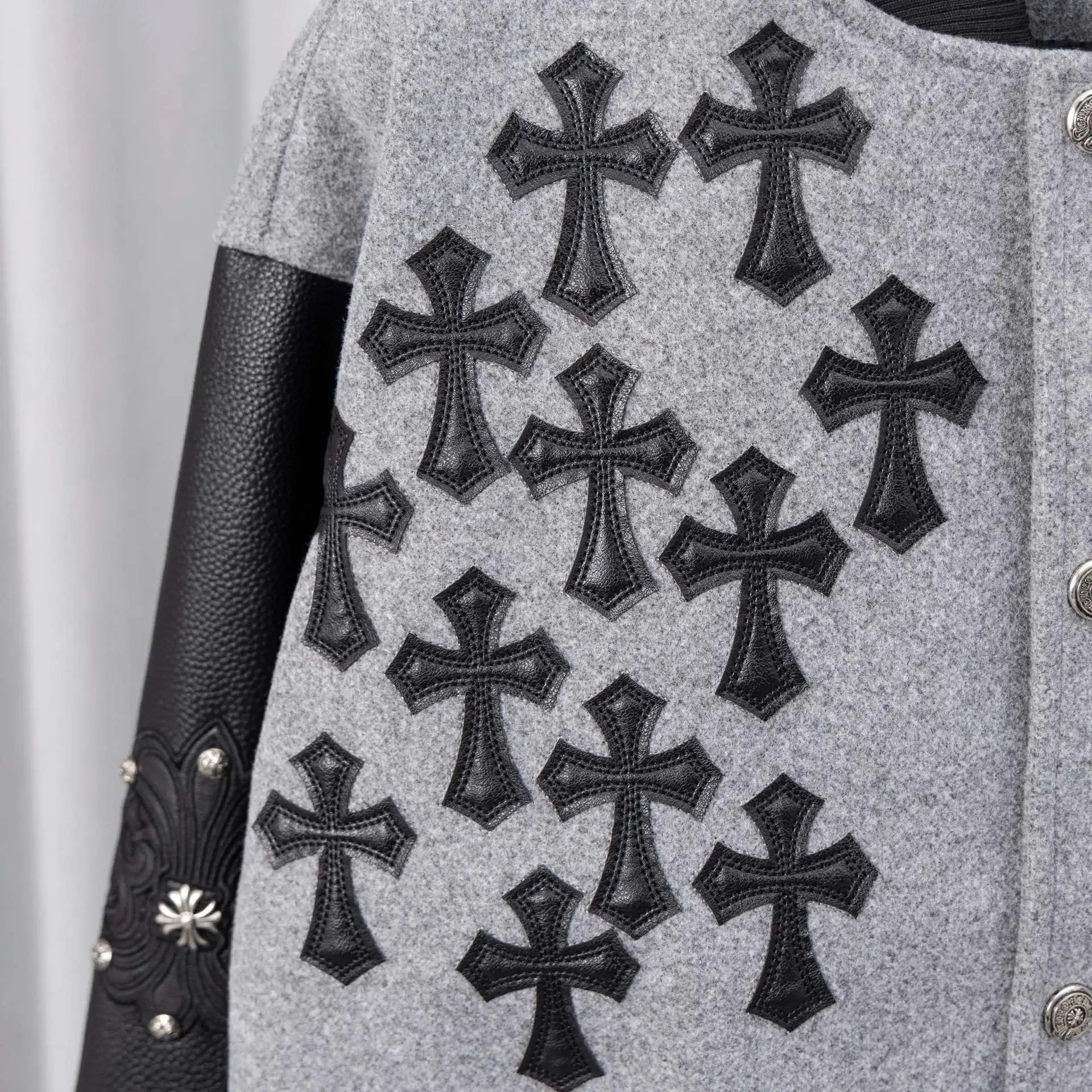 Chrome Hearts Varsity Jacket Black and White Outerwear Jacket - 33