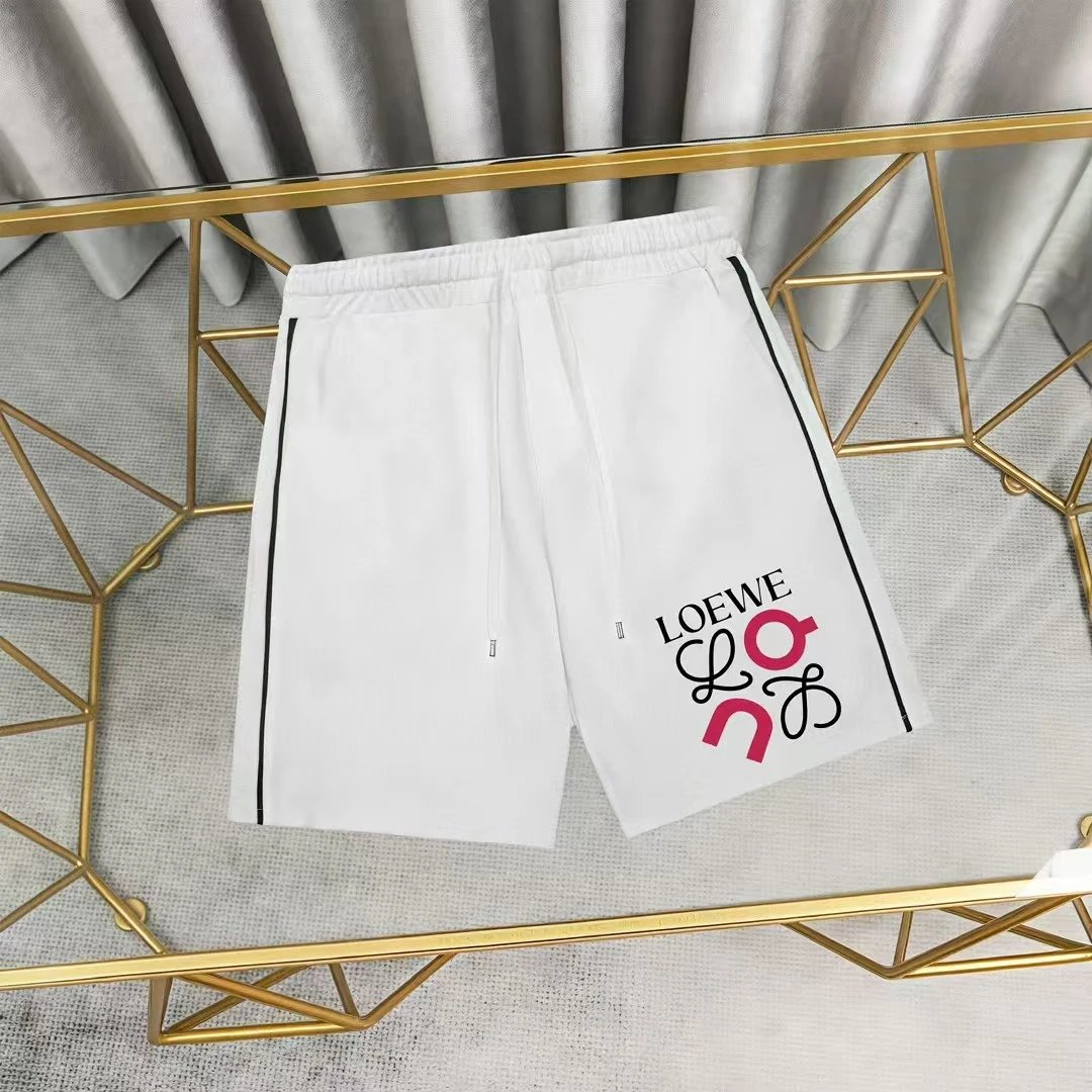 Loewe Logo Patch White Shorts with Black Stripe - 12
