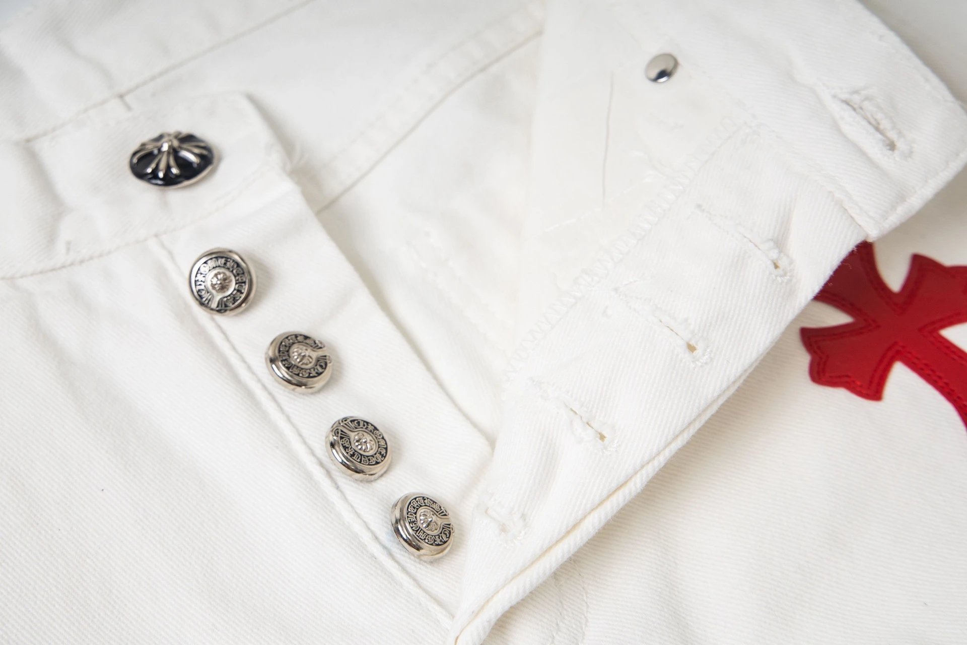 Chrome Hearts Cross-Embroidered White Straight-Leg Jeans - 11
