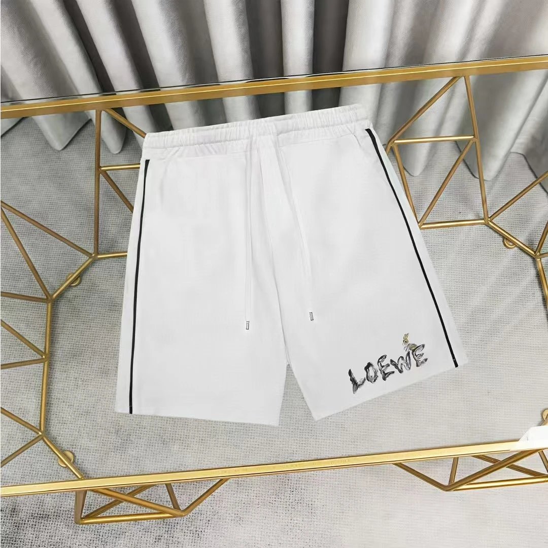 Loewe Logo Patch White Shorts with Black Stripe - 40