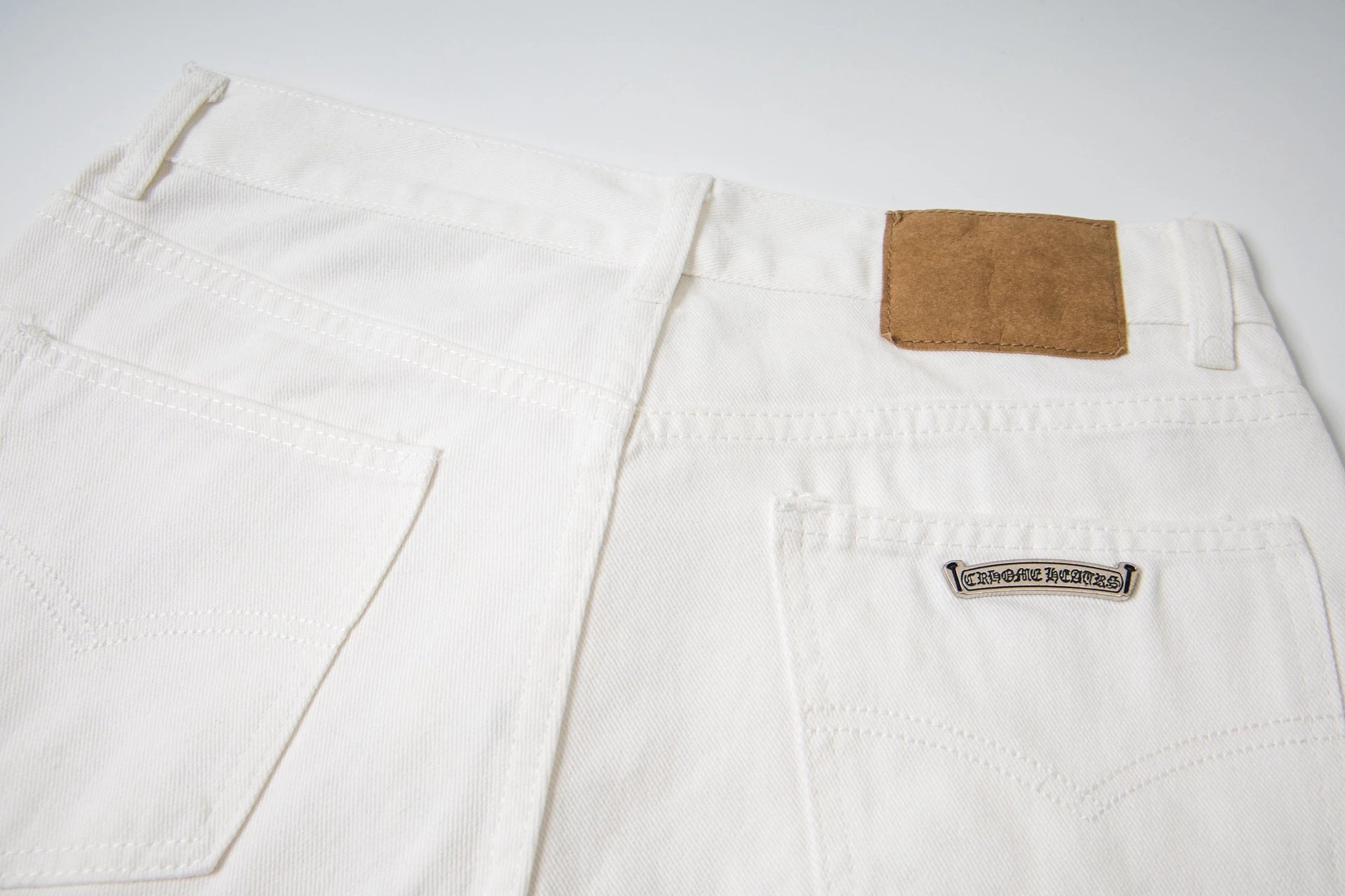 Chrome Hearts Cross-Embroidered White Straight-Leg Jeans - 12