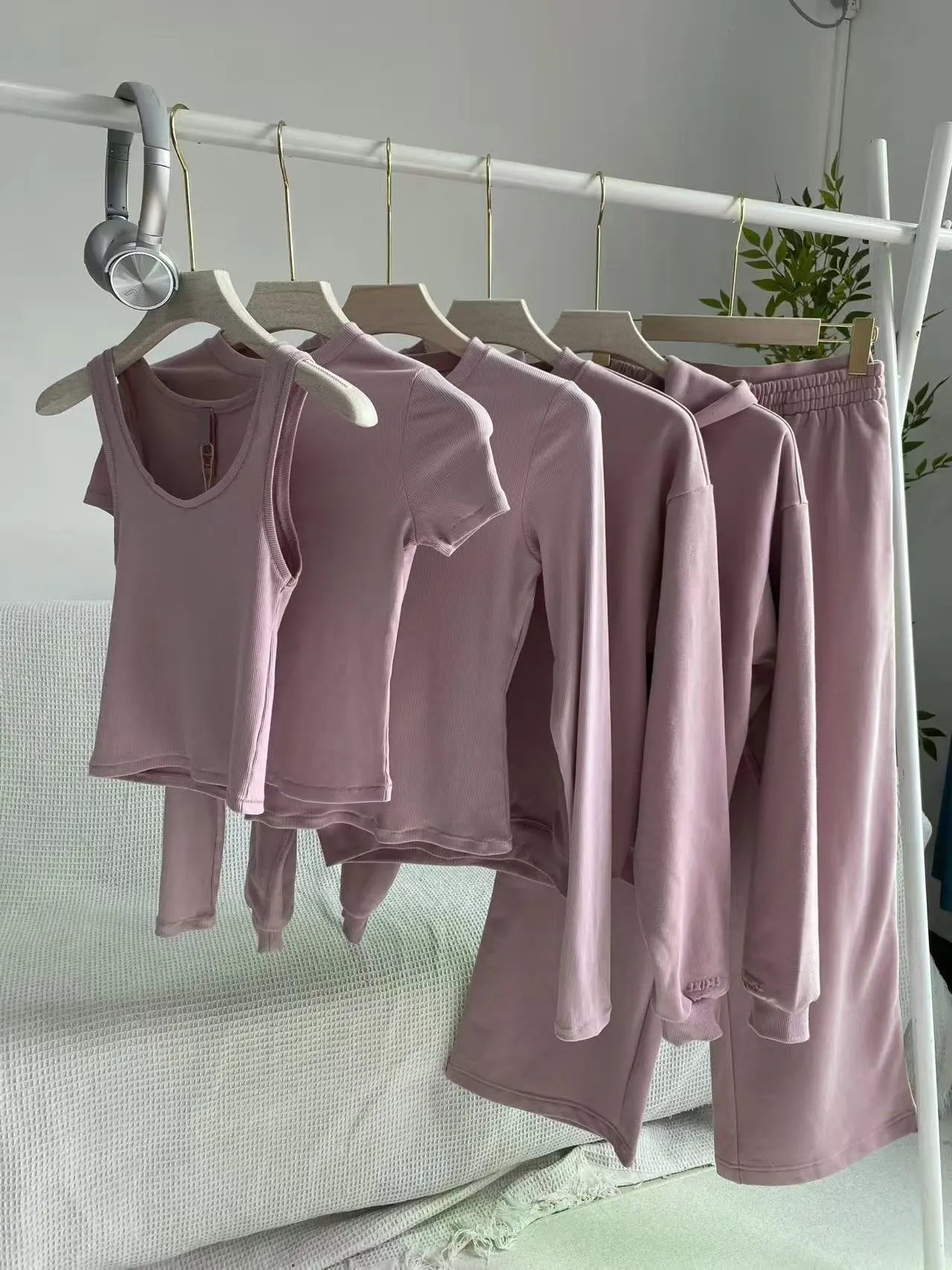 Design Ribbed Long Sleeve Crop Top Dusty Pink - 9
