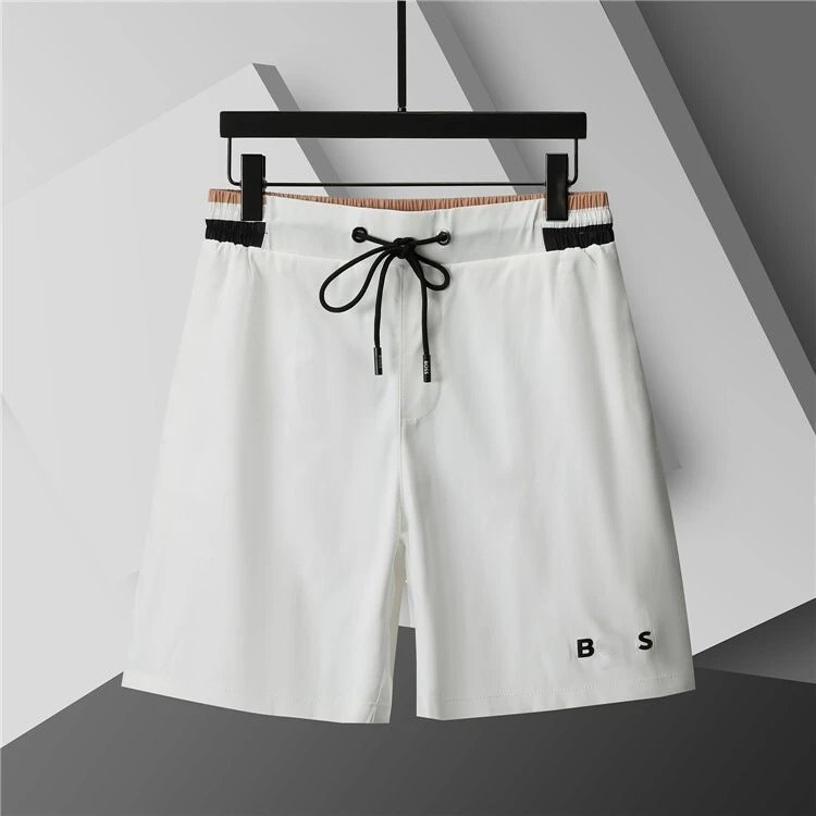 Unbranded Swimwear Elastic-waist drawstring mesh-lined swim shorts — 3772 white
