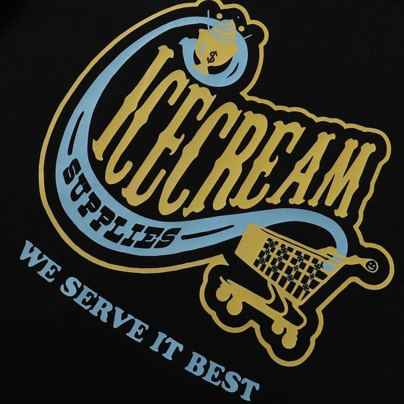 Design Icecream Supplies Graphic Print Black T-Shirt T-Shirts - 8