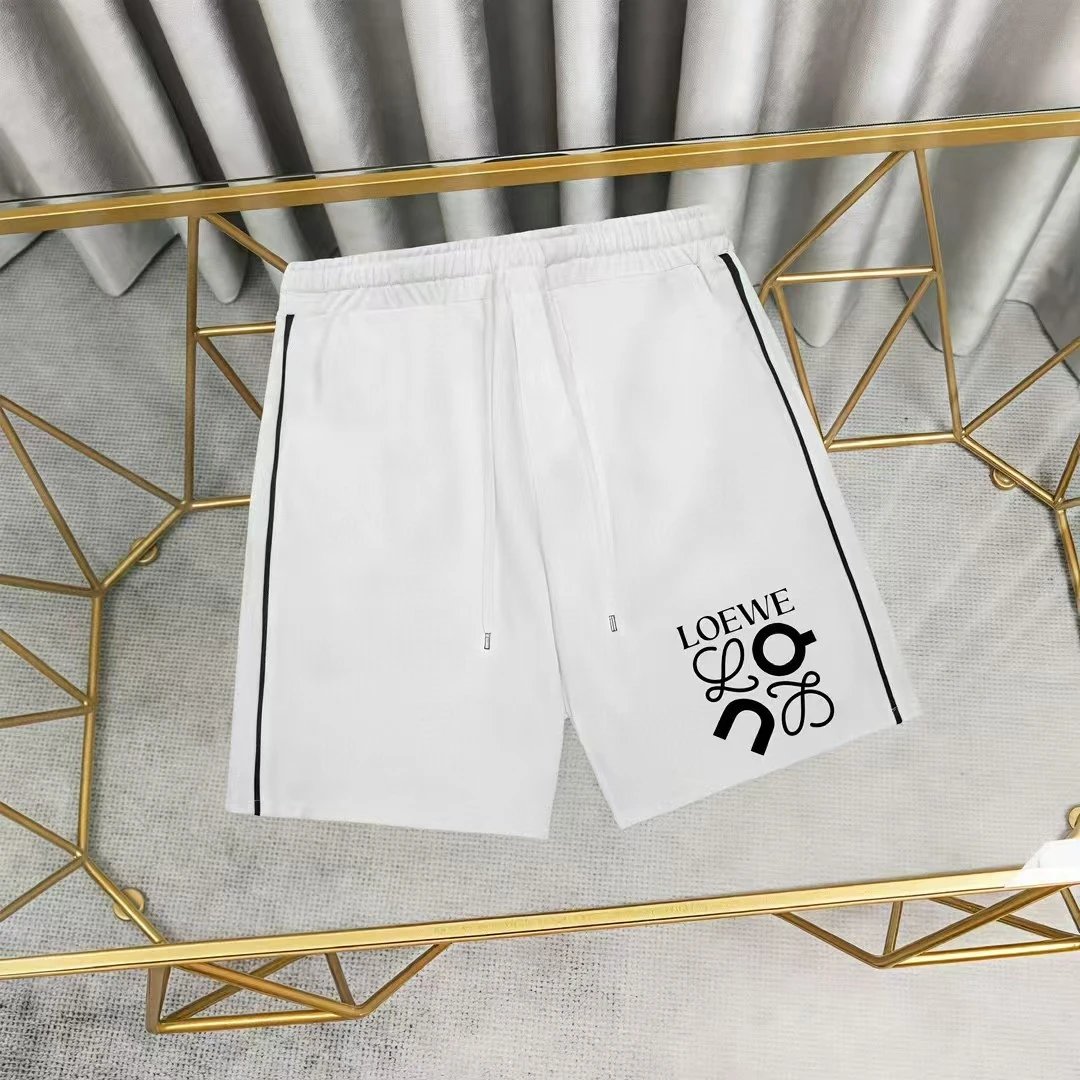 Loewe Logo Patch White Shorts with Black Stripe - 36