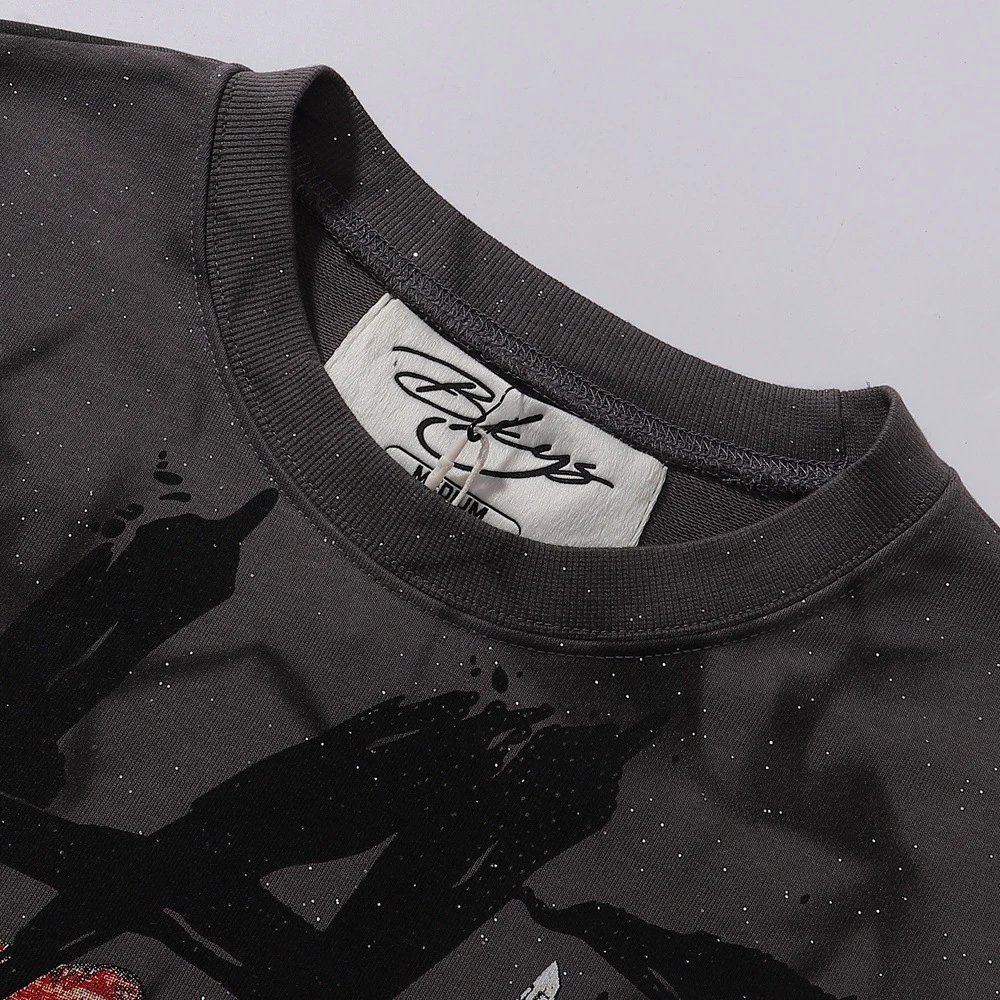 Design Bkys Punk Skull Graphic Oversized T-Shirt Black T-Shirts - 54