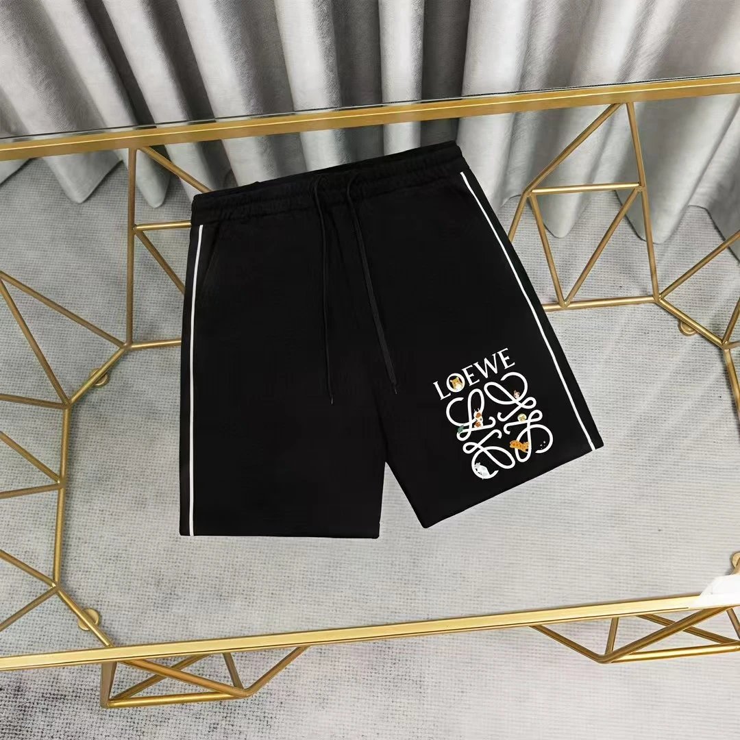 Loewe Logo Patch White Shorts with Black Stripe - 27