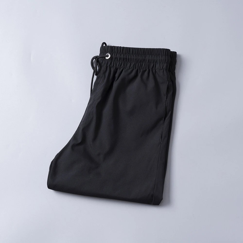 Design Geometric Print Glossy Swim Shorts Black with Orange Drawstring Swimwear - 5