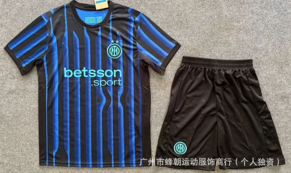 Inter Milan 2023-24 Home Jersey Black / Blue Striped Football Kit - 1