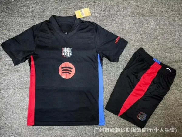 Design Vine Print Soccer Jersey Set Black - 3