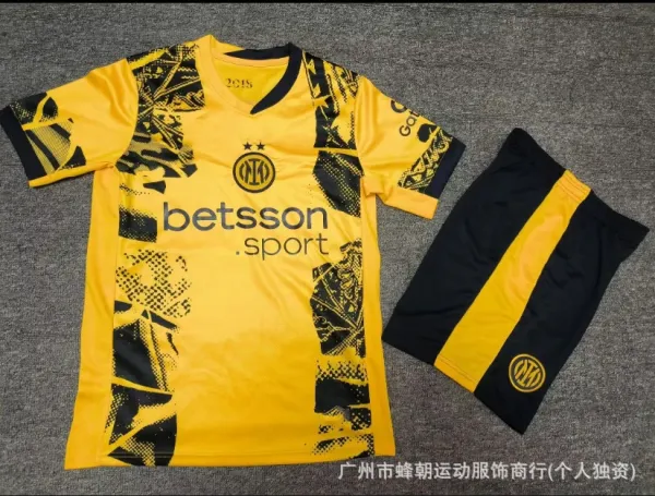 Design Vine Print Soccer Jersey Set Black - 9