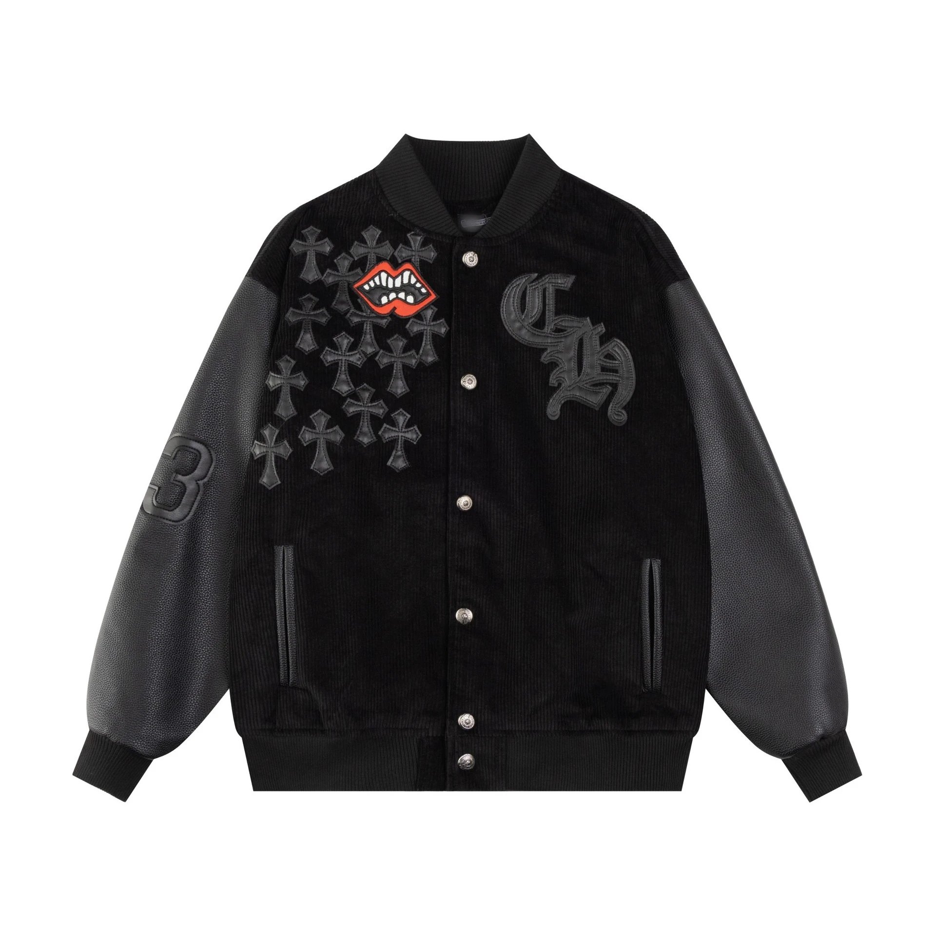 Chrome Hearts Varsity Jacket Black and White Outerwear Jacket - 47