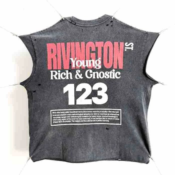 Design Sleeveless Graphic Tee Dark Gray T-Shirt - 40