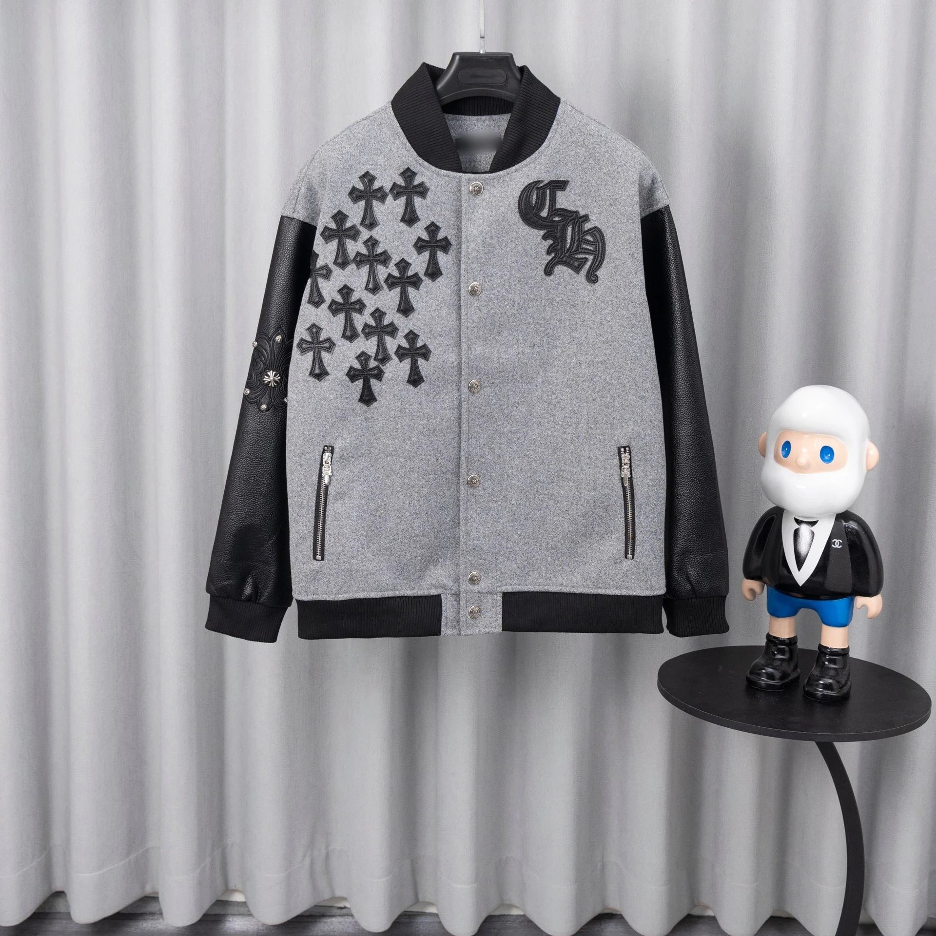 Chrome Hearts Varsity Jacket Black and White Outerwear Jacket - 30